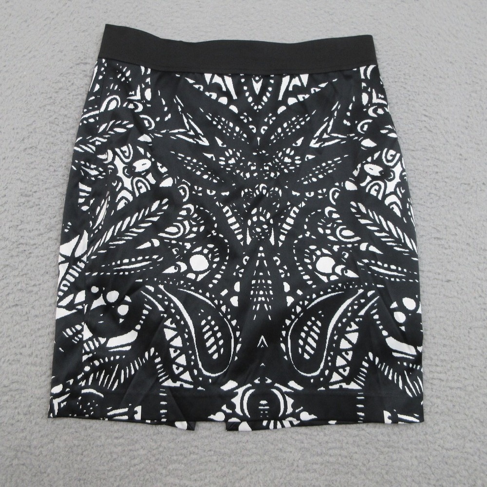 Express Paisley Print Skirt 10â Black White Office Siren Mob Business Casual